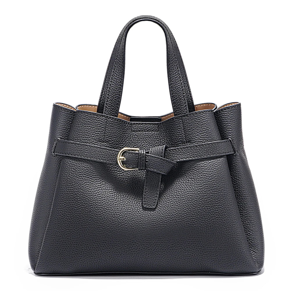 Zency Fashion Genuine Leather Top-handle Bag For Women Luxury Designer Crossbody Bag Zipper Purse Elegant OL Work Bag Tote Sac