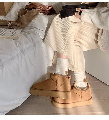 2 Pairs Cashmere Socks Winter Women Warm Wool Thickened Mid-Tube Trendy Heel Furry Label Letter Solid Color Snow Boot Socks New