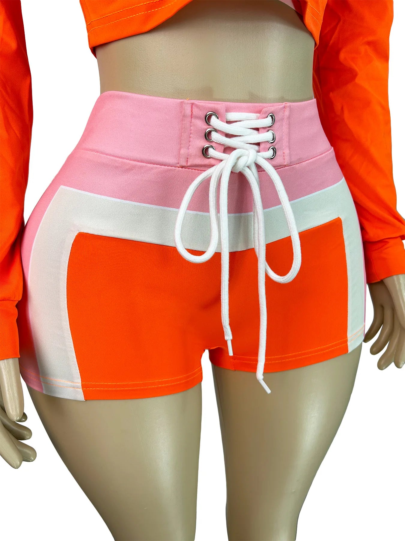 Joskaa Women 2025 Spliced 3 Piece Set Clothes Long Sleeve Cardigan Crop Top Jacket Jogger Biker Shorts Outfits Y2k Tracksuits