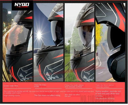 KUQIBAO motorcycle bluetooth helmet double lens uncovered motorcycle helmet with FM large capacity 1200mAh flip helmet