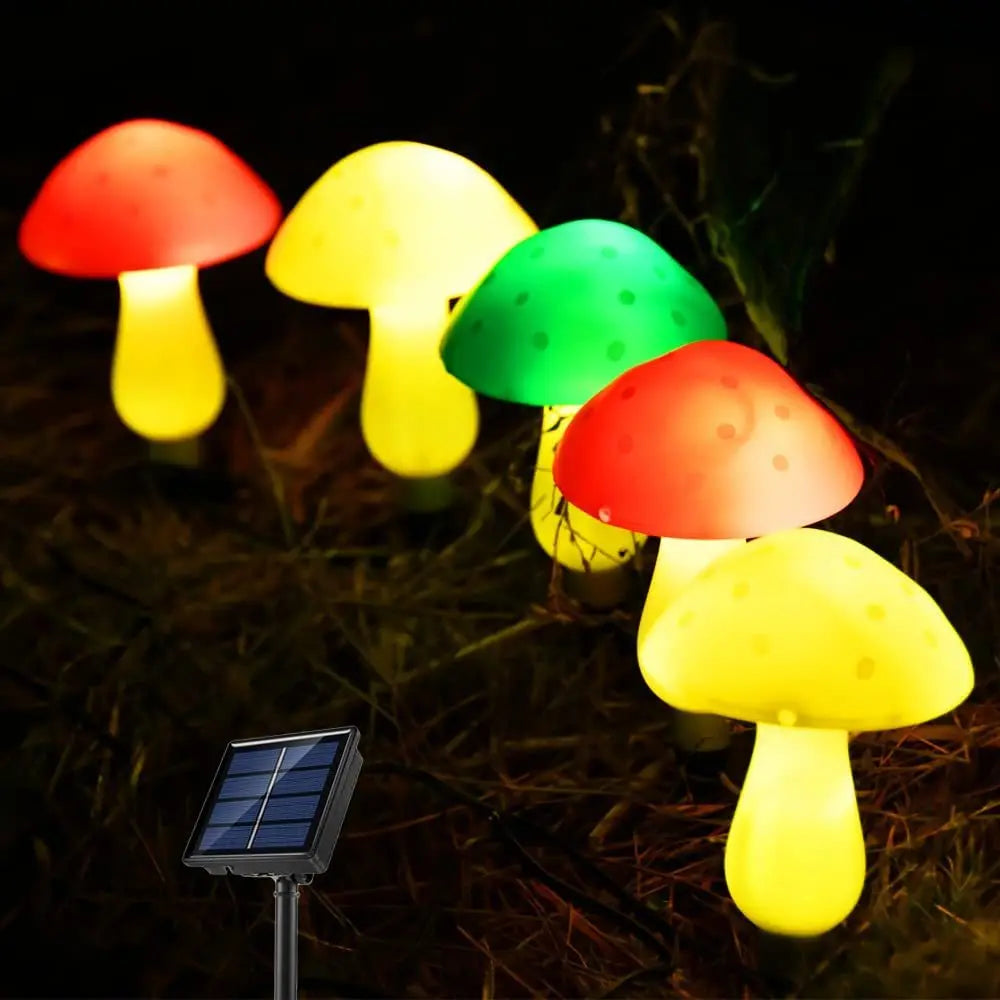 Solar mushroom string lights for garden and courtyard waterproof mushroom-shaped string lights for Amazon cross-border hot new p