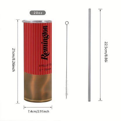 1pcs Bullet 20oz Stainless Steel Tumbler with Straw , Leakproof Travel Cup Gift for Christmas