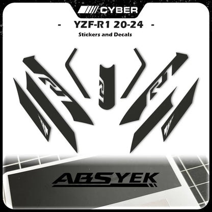 Fairing Shell Sticker Decal Hollow Line Design Front Full Vehicle Sticker All Logos For YAMAHA YZFR1 YZF-1000 R1 2020-2023