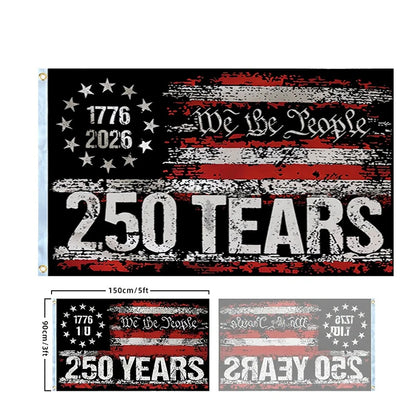 250 Years Commemorative Flag Usa Patriotic Banner Indoor Outdoor Flag Patriotic American 250th Anniversary Flag For Wall90x150CM
