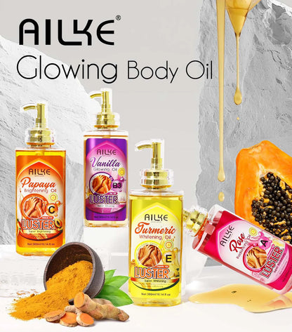 AILKE Whitening Body Oil, Moisturizing, Nourishing, Glowing, Brighten, Smooth Skin, Reduce Dark Spots, For All Skin Types, 300ml