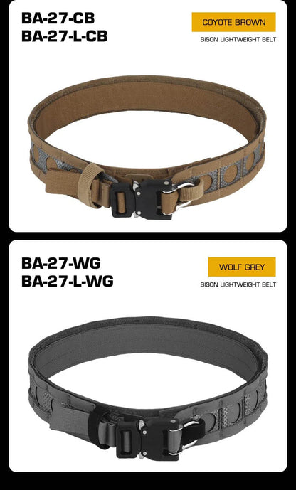 Tactical Ferro-style Bison Lightweight Belt with Quick Detach Metal D-Ring Buckle MOLLE Men's Waist Belt Hunting Pistol Airsoft