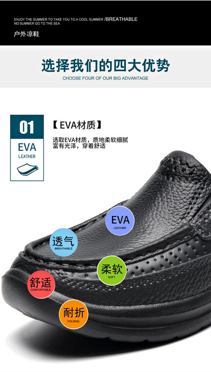 New Fashion Sandals High Quality Slippers Soft Sole Beach Sandals Men Slip On Driving Shoes Chef Shoes Breathable EVA Shoes