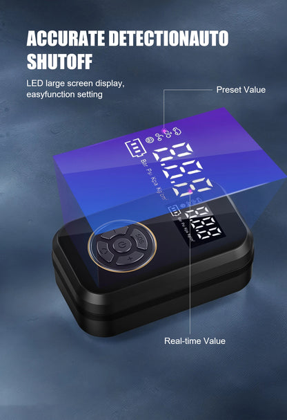 Multifunction Digital Air Pump, Portable Tire Inflator with SOS Light for Car Motorcycle Bicycle Tires, Balls, Boats, Camping