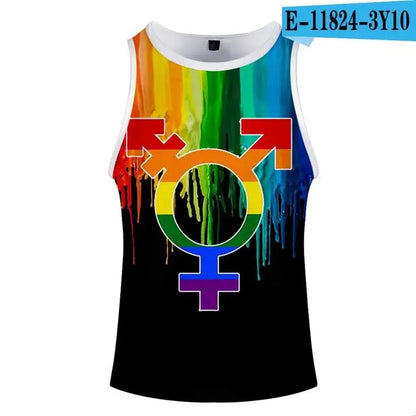 Pride LGBT fashion tank tops boy Gay Love Lesbian Rainbow Flag summer vest bodybuilding Sleeveless shirt fitness tank top men