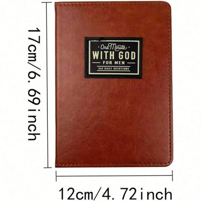 One Minute WITH GOD For Men, 365 Days Of Daily Prayer Brown Book, Bible Prayer Tracking Diary