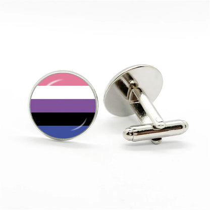 LGBT Rainbow Pride Cufflinks Man High Quality Jewelry Accessories Gay Pride Rainbow Flag Photo Suit Shirt Cuff Links Gift