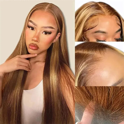13x4 13x6 HD Lace Front P427 Highlight Bone Straight Human Hair Wigs 200 Density Brazilian  Honey Blonde Colored Human Hair Wigs