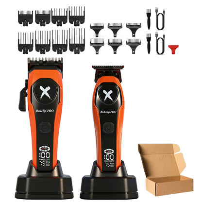 Professional BRDCLIP Barber Cordless Hair Clipper Kit DLC Ceramic Moving Blade Trimmer 75000RPM Grooming Tool Brushless Motor