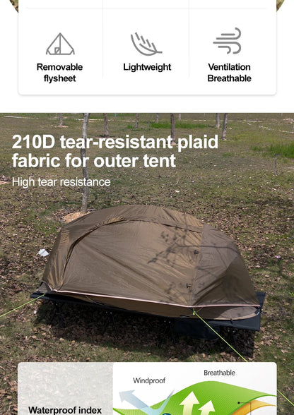 Lightweight Camping Camp bed Tent 1-2 Person Waterproof Sunproof Quick Setup 210D Oxford Backpacking Tent for Hiking Outdoor