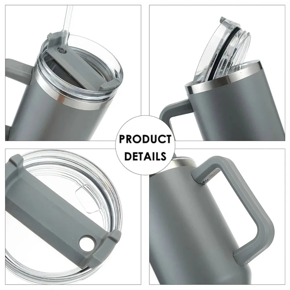 Mug Tumbler 40oz with Straw Handle Coffee Insulated 304 Stainless Steel Car Cup Keeps Cold Beer with Lids Tumbler Thermos Cup