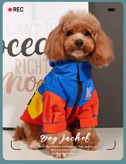 Fashion Winter Dog Jacket Waterproof Pet Raincoat Thick Fleece Warm Large Dogs Clothes Windproof Coat French Bulldog Chihuahua
