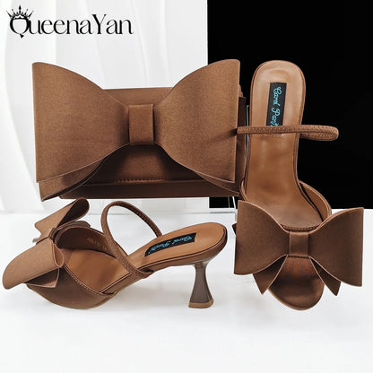 Italian Design Large Butterfly Knot Bag with Opening High Heels or Matching Bag Set - Stylish and Comfortable Women's Shoes