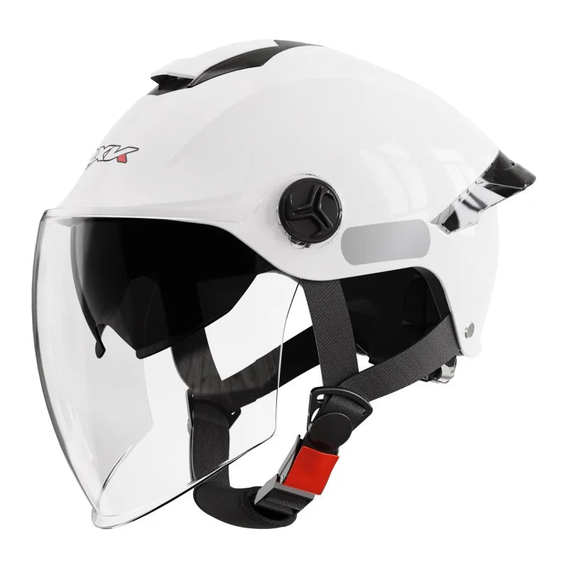Summer impact protection safety open face motorbike helmet motorcycle short lens ordinary tail wing black