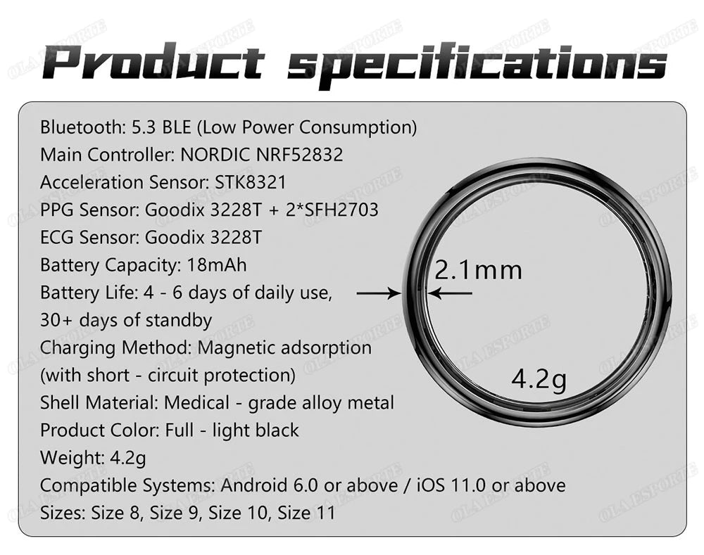 New ECG Smart Ring Men Women Bluetooth Blood Heart Rate Blood Oxygen Health Monitoring Multi Sports 5ATM Waterproof smartring