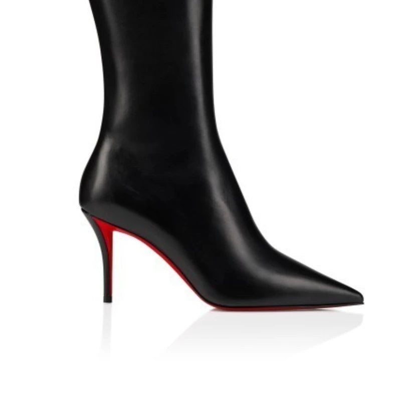 European andAmerican sexy suede leopardprint pointed stagewalking shoes,women's fashion slim high heels,side zipper banquetboots