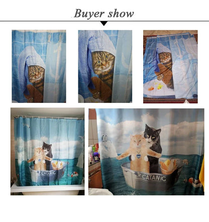 1pc Majeic White Tiger Shower Curtain - Scenic Mountain View with Majestic Tiger Design, Durable Polyester Fabric, Machine Washa