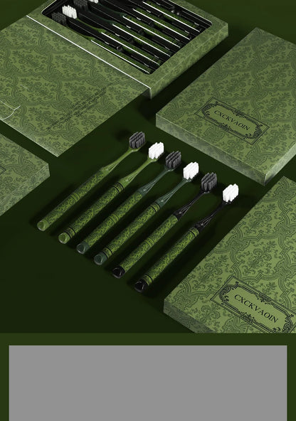 [6-Pcs Gift Boxes] Forest Travel Series Home Couple Travel High-end Adult Small Head Soft-bristled Toothbrush