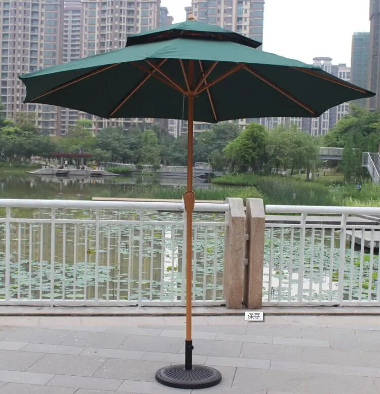 Luxury Custom Wooden Patio Umbrella Aluminum Frame Backyard Garden Sunshade for Outdoor Beach Hotel & Park Use