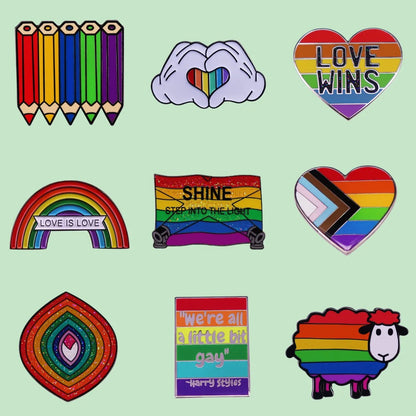 LGBT Gay Pride Rainbow Flag Heart Enamel Pins Fashion Lapel Metal Badges Backpack Brooches Proudly Go Purride Pin Wholesale