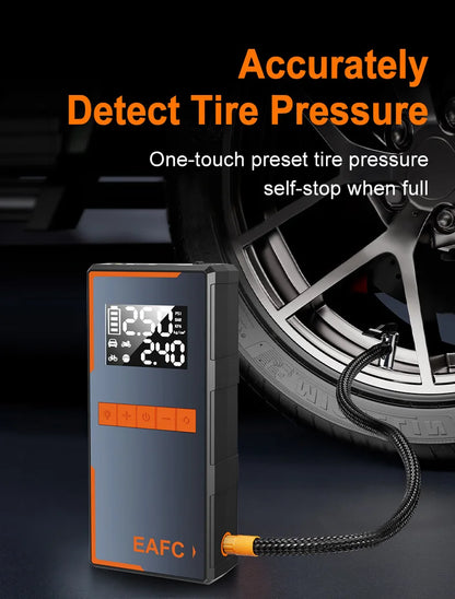 2025 Newest All-in-One Car Emergency Jump Starter & Air Pump 1200A Peak 150PSI Tire Inflator with LED Light & Power Bank