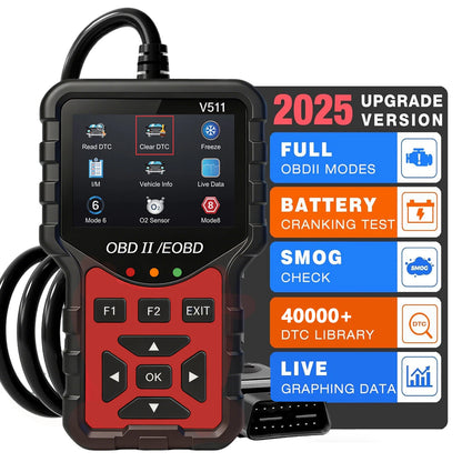 2025 New Model, Supports 8 Languages, Professional Obd2 Car Diagnostic Tool, Direct Sales from the Manufacturer, V511 Professional Code Reader and Scan Tool, Clears Fault Codes, Real-Time Data Stream, Enhanced Engine Fault Co