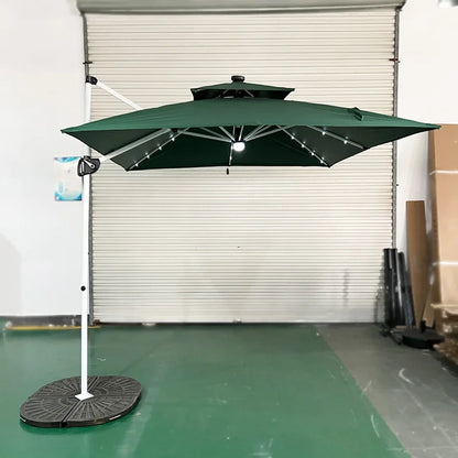 Uplion Modern Large 3M*3M  8ribs with LED Mini Roma Umbrella Double Roof Patio Umbrella Garden  Cantilever Parasol