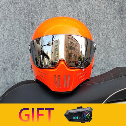 Retro motorcycle helmet Casco cruising motorcycle rider modular helmet full helmet with Bluetooth earphones included ORZ-728