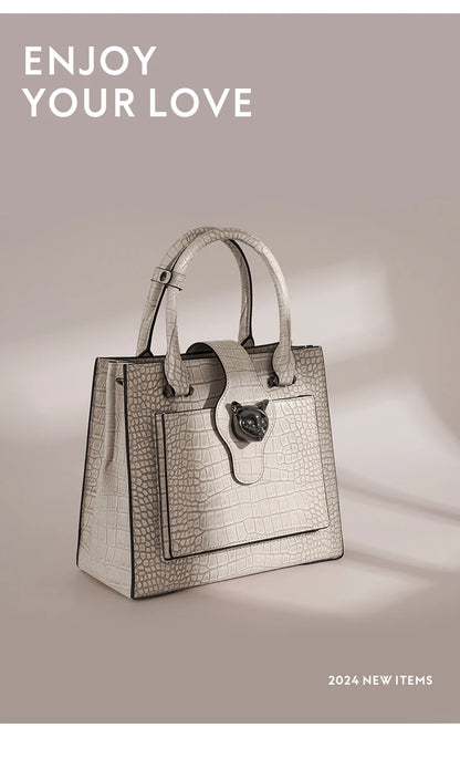 2024 NEW WOMEN'S HANDBAGS BUSINESS LADY GENUINE LEATHER ORIGINAL LUXURY BRAND DESIGNER OFFICE FEMALE BAGS CROSSBODY CAT PURSE