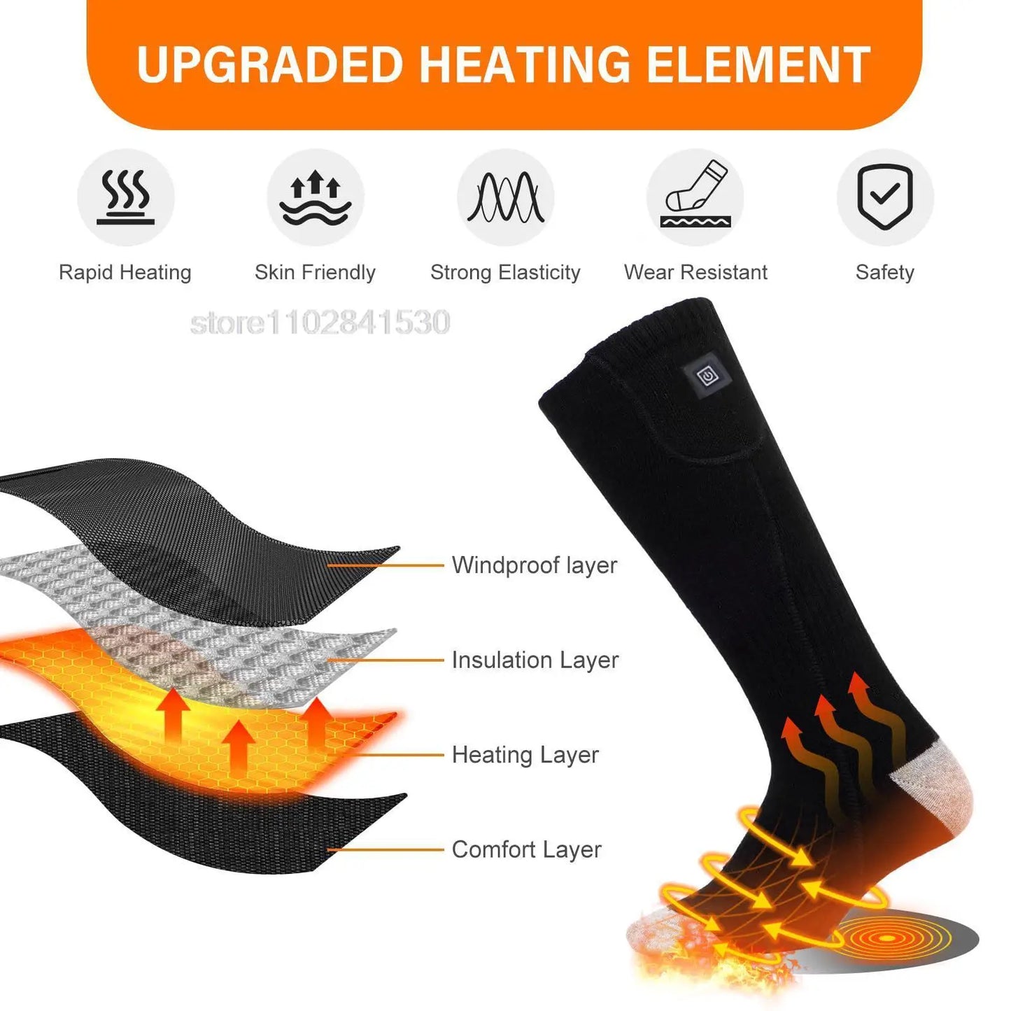 Heating Socks With Battery Box Rechargeable Anti-Cold Comfort Men Women Thermal Heated Outdoor Camping Ski Sports Winter