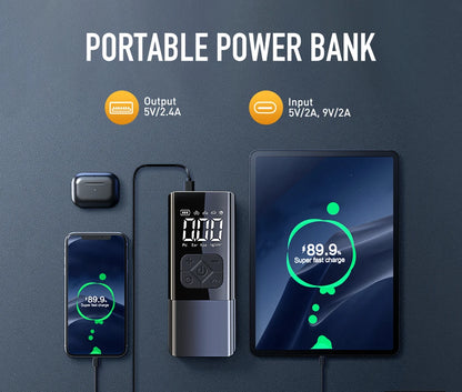 2500A Professional Car Starter Car Booster with 150PSI Air Compressor Power Bank Portable Charger for Car Battery Jump Starter
