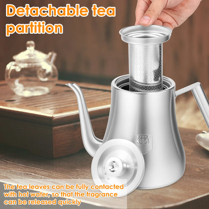 2L Stainless Steel Teapot With Removable Infuser Large Capacity Thickened Kettle Tea Set Gas Induction Home Camping