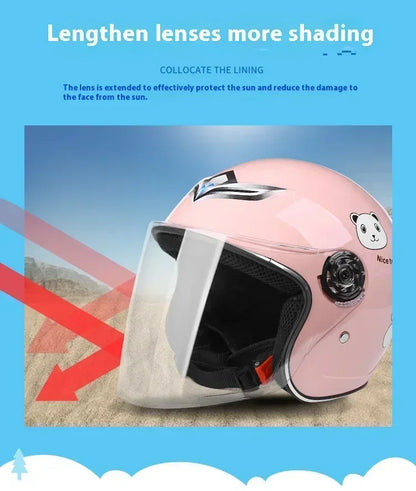 Cartoon Children Helmet With Pattern Four Seasons Safety Protection Child Outdoor Sports Motorcycle Open Face Cute