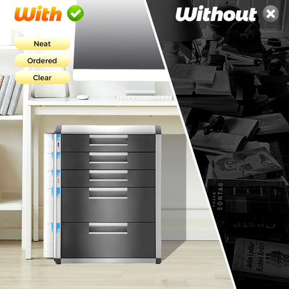 Lockable 5-Drawer Document Storage Box, Security File Organizer with Keys for Office Home Study, Grey