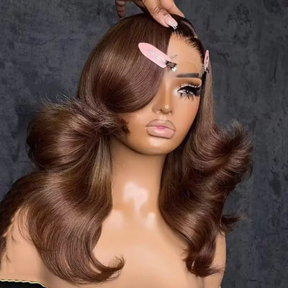 Chocolate Brown Body Wave Human Hair Wigs 13x6 Lace Frontal Wig Human Hair For Women Brazilian #4 Colored 13x4 Lace Front Wig