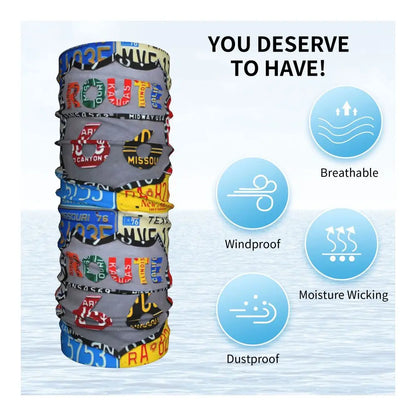 Custom Travel Motorcycle Ride Route 66 Bandana Winter Neck Warmer Windproof Wrap Face Scarf for Hiking Highways Gaiter Headband