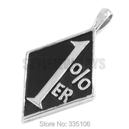 Wholesale Black Red Blue Yellow One Percent Pendant Stainless Steel Jewelry Classic 1% ER Biker Mens Women Pendant SWP0063A
