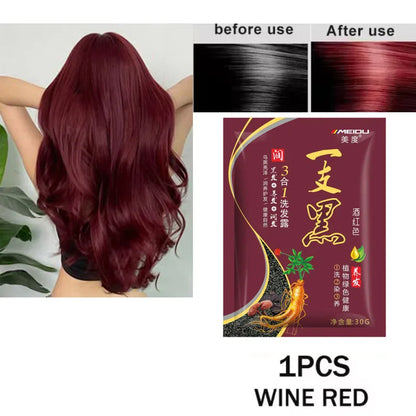 Natural Herbal Hair Dye Shampoo 3 in 1 Hair Color Shampoo Non-irritating Lasting Repair Nourish Gray White Hair Care Women Men