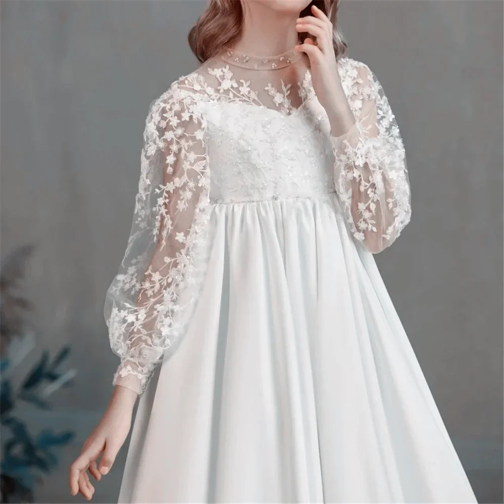 Lovely White Satin Flower Girl Dress for Wedding Dresses Little Princess Bow Kids Birthday Party Evening Customise Gowns
