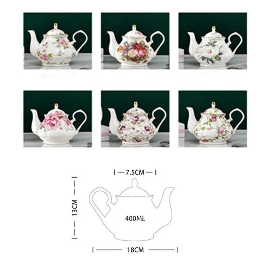 400ML European Bone Coffee Teapot English Afternoon Tea Set Kettle Pot Resistant High-Grade Porcelain Heat China Teapot Pot