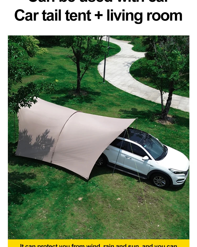 Car Awning Tent 210D Waterproof Windproof UV Sun Shelter Anti-Mosquito Beach Camping Tent Portable for Outdoor