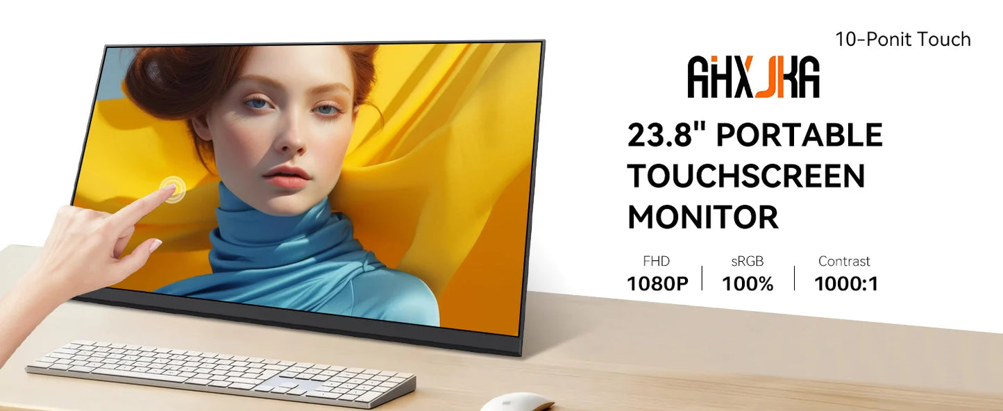 23.8” 120Hz Touchscreen Computer IPS 100%sRGB Display With Stand Portable Monitor For LaptopXBox Switch PS5 Gaming Extend Screen