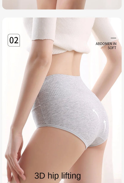 Cotton Women's Panties Elastic Soft Large Size XXL Solid color Ladies Underwear Breathable Sexy High Waist Tummy control Briefs