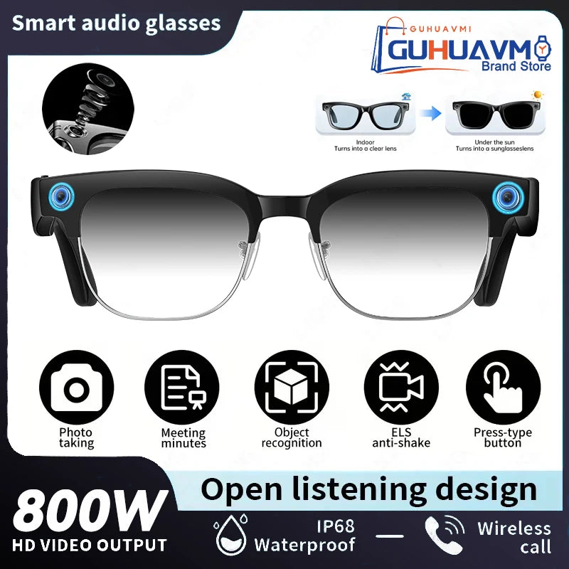 New 4k HD 800W Camera Smart Glasses Men 100+Language Translation 1080P shoot Video WIFI Transmission Music Player Call Glasses