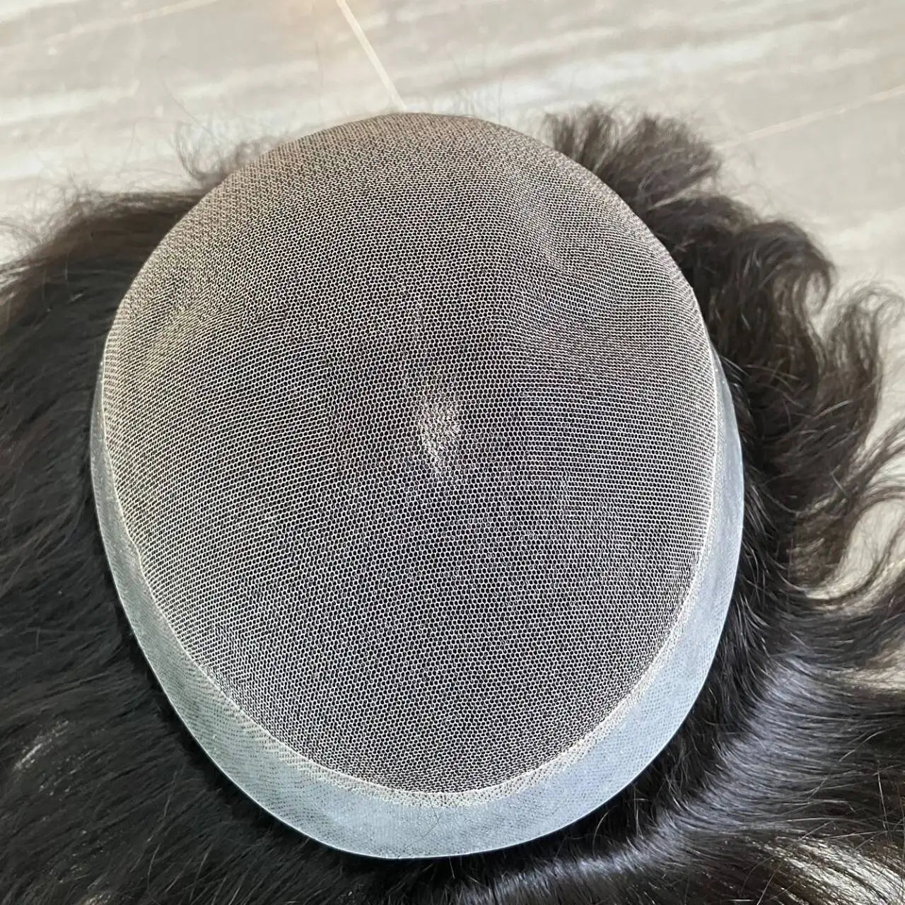 Invisible Lace&PU Australia Base 6mm Afro Kinky Curly African American Men's Toupee Jet Black Durable 100% Human Hair System