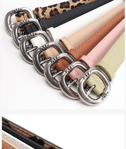 Leopard Print Belt Women's Fashion Casual Versatile Jeans Accessories Girdle Gothic Retro Pu Leather Pin Buckle Waistband